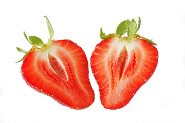 Strawberries on the white background.