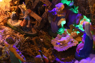  Christmas nativity scene. closeup of Jesus