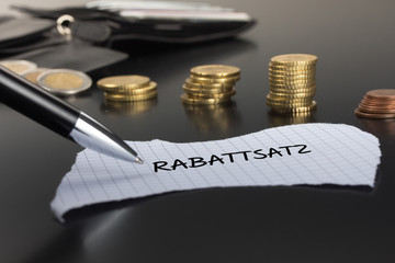 Rabattsatz auf einem Zettel