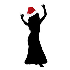 isolated, silhouette of a girl dancing, new year