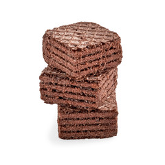 Stack of chocolate square brownie wafer biscuits