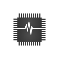 CPU central processing unit check, Computer chip or microchip icon. vector illustration isolated on white background.