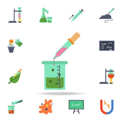 colored test tube liquid and pipette icon. Detailed set of colored science icons. Premium graphic design. One of the collection icons for websites, web design, mobile app