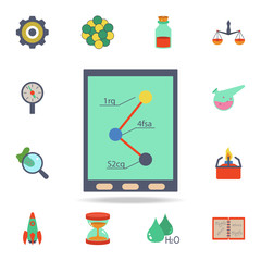colored chemical indicators on the tablet icon. Detailed set of colored science icons. Premium graphic design. One of the collection icons for websites, web design, mobile app
