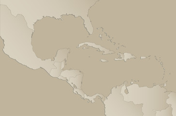 Caribbean islands Central America map with individual states separated, infographics with icons
