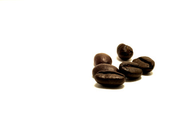 Coffee beans on white background