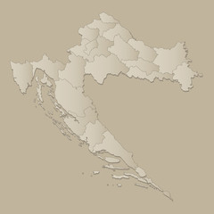 Croatia map with individual states separated, infographics  raster