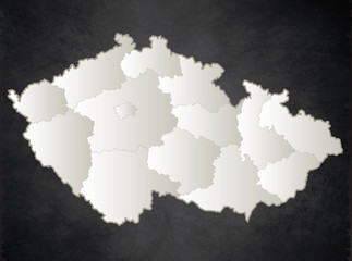 Czech Republic map Black White separate region individual blank blackboard raster