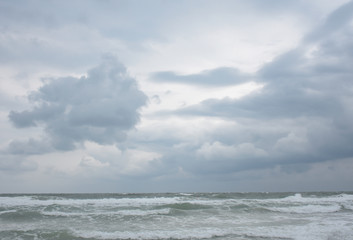 Sea view with more cloud on sky, Cloudy day in raining day on seaside, The sky with cloud after rain