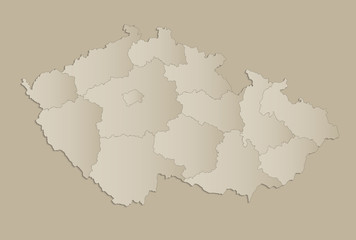Czech Republic map with individual states separated, infographics raster