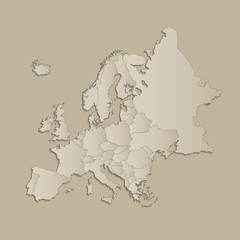 Europe map with individual states separated, infographics with icons