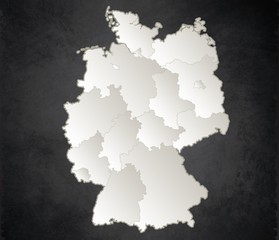 Germany map Black White separate region individual blank blackboard raster