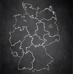 Germany map separate region individual blank blackboard chalkboard raster