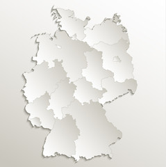 Germany map separate region individual blank card paper 3D natural raster