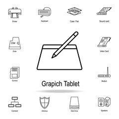 Graphic tablet icon. Detailed set of computer part icons. Premium graphic design. One of the collection icons for websites, web design, mobile app