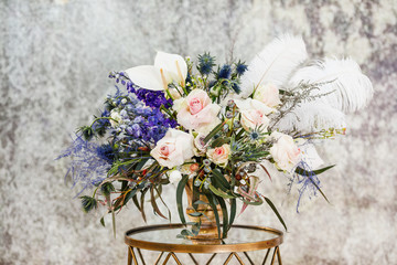 Close-up. Beautiful bouquet of fresh flowers.