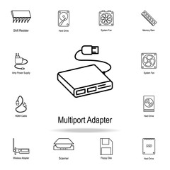 Multiport adapter icon. Detailed set of computer part icons. Premium graphic design. One of the collection icons for websites, web design, mobile app