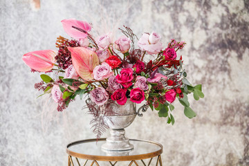 Close-up. Beautiful bouquet of fresh flowers.