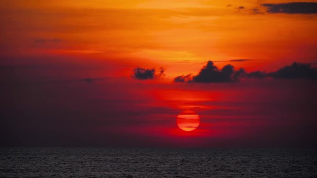 Red sunset over ocean