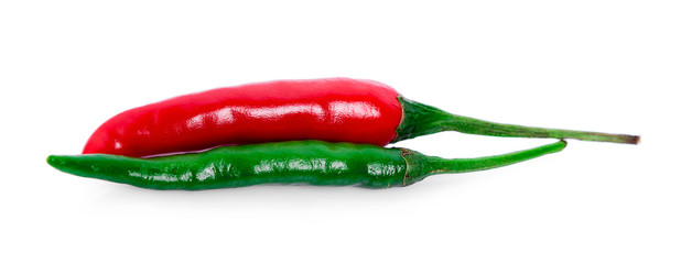 Chili green and red pepper isolated