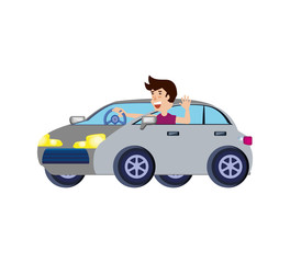 Fototapeta premium man driver car avatar character