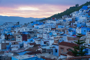 Africa, North Africa, Chefchaouen, “The Blue City”, situated in the heart of Morocco's Rif Mountains and located in northeastern Morocco near the Mediterranean Sea.