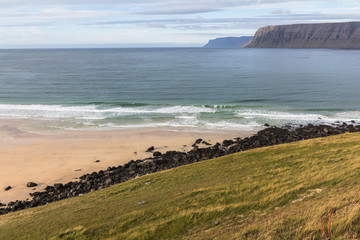 View on beach in west fjords region, Iceland