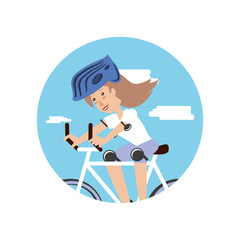 woman ride bike character