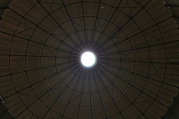Interior View Looking Up at Roof of Grain Silo