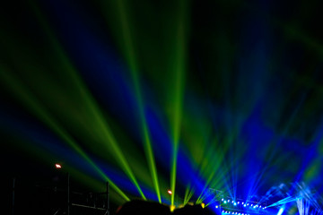 Stage lighting effect in the dark, close-up pictures