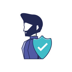 young man with beard and shield