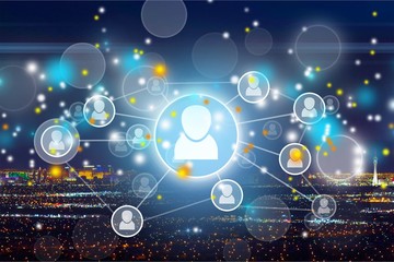 Digital web network icons on background