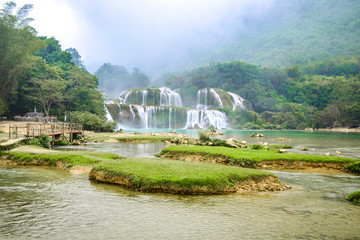 Ban Gioc Waterfall or Detian Falls, Vietnam's best-known waterfall located in Cao bang Border with China