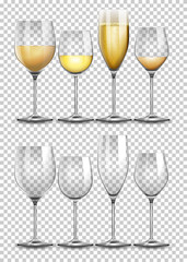 Set of wine glass on transparent background