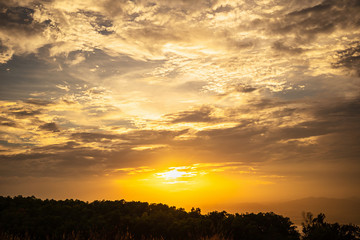 Dramatic sunset clouds on sky