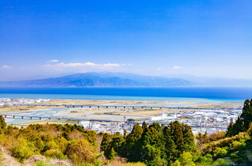 富士川河口の風景、静岡県富士市にて