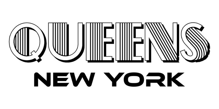 Queens New York City Urban Typography for Silk Screen Print Apparel Modern Design