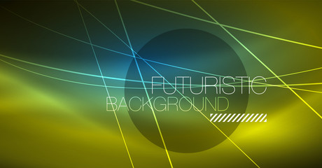 Neon glowing magic background, neon banner, night sky wallpaper. Magic light effect. Christmas abstract pattern.