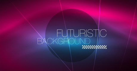 Digital technology abstract background - neon geometric design. Abstract glowing lines. Colorful techno background. Futuristic shape.