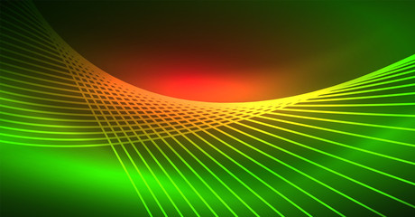 Digital technology abstract background - neon geometric design. Abstract glowing lines. Colorful techno background. Futuristic shape.