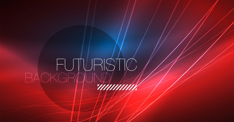 Neon glowing magic background, neon banner, night sky wallpaper. Magic light effect. Christmas abstract pattern.