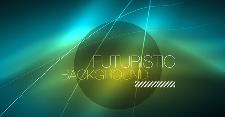Digital technology abstract background - neon geometric design. Abstract glowing lines. Colorful techno background. Futuristic shape.