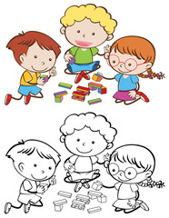 Doodle children playing character