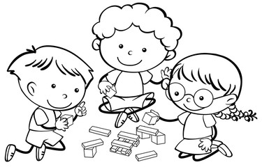 Doodle children playing character