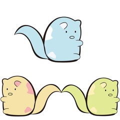 three cute cats and sweet vector illustration