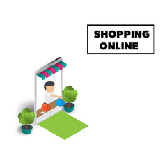 shopping online isometric - 238656791