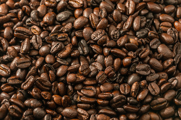 Roasted coffee beans, can be used as a background