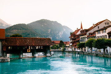 Old town and Aare river in Interlaken, Switzerland
