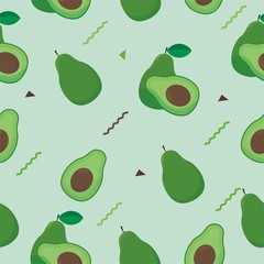 Seamless pattern with avocado vector 