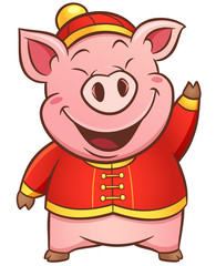 Vector illustration of cartoon pig